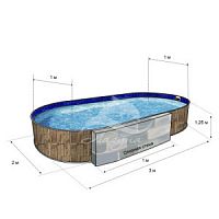 Бассейн ЛАГУНА овальный вкапываемый 3 х 2 х 1,25 м (Принт)